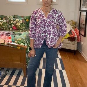 Elegant Purple Floral Women's Blouse